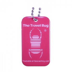 Geocaching Official QR Travel Bug®-ATOMIC PINK - Glow in the Dark