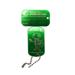 Geocachables Trackable Travel Tag-Gordon