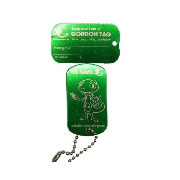 Geocachables Trackable Travel Tag-Gordon