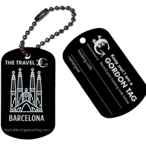 Geocachables Trackable Travel Tag-Barcelona