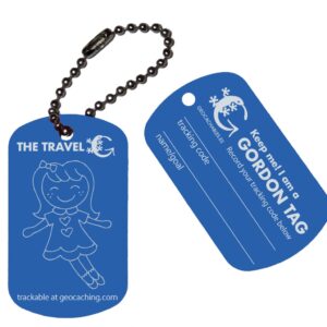 Geocachables Trackable Travel Tag-Doll