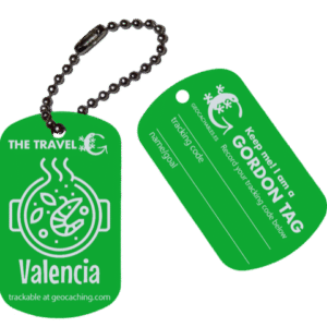 Geocachables Trackable Travel Tag-Valencia white