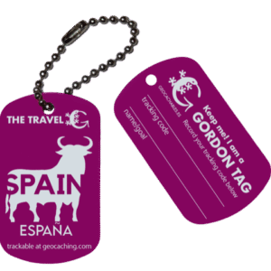 Geocachables Trackable Travel Tag-Spain white