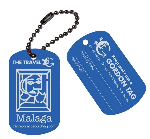 Geocachables Trackable Travel Tag-Malaga