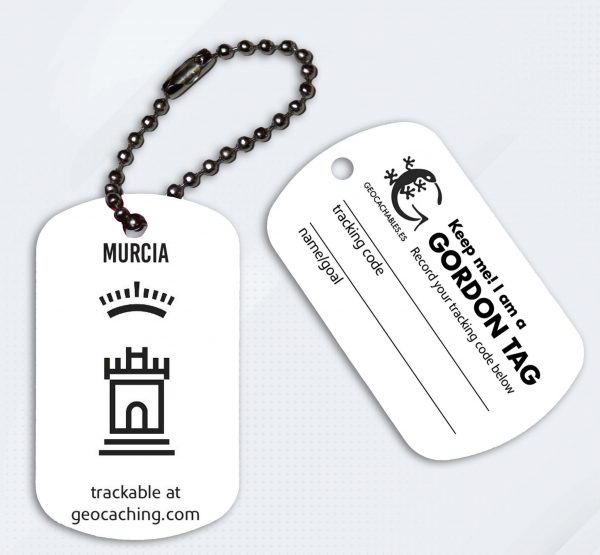 Geocachables Trackable Travel Tag-Murcia white
